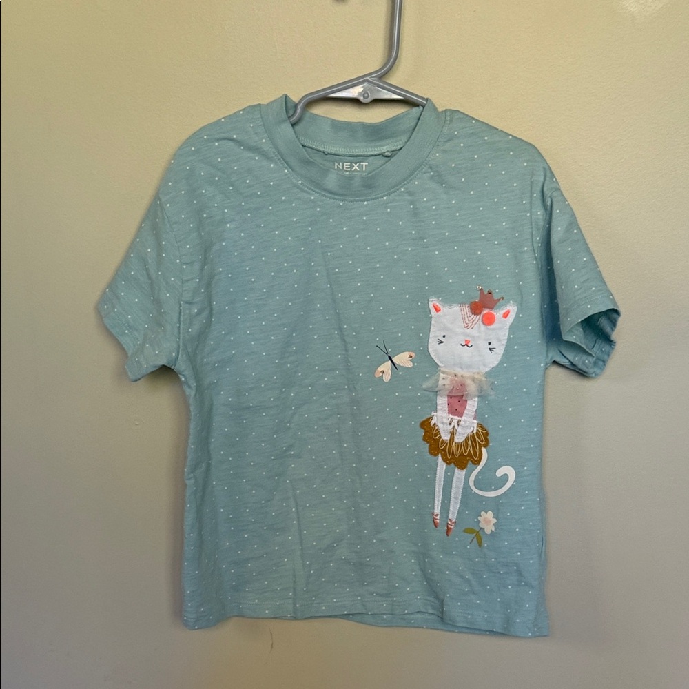 Next Kids Teal Cat and Butterfly T-Shirt